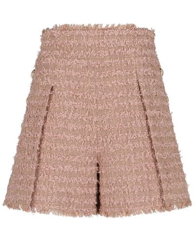 Balmain Buttoned Tweed Shorts - Pink