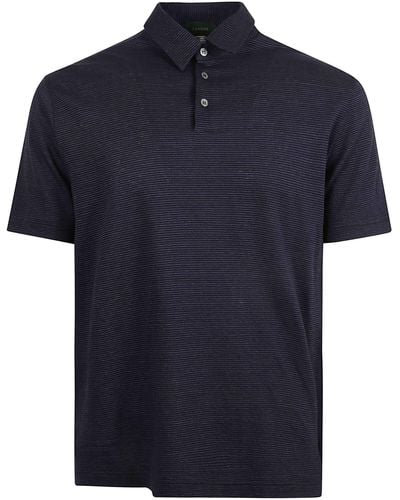 Zanone Side Slit Regular Polo Shirt - Blue