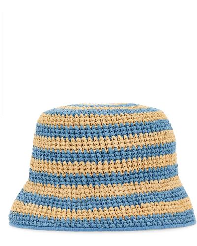 Prada Striped Crochet Bucket Hat - Blue
