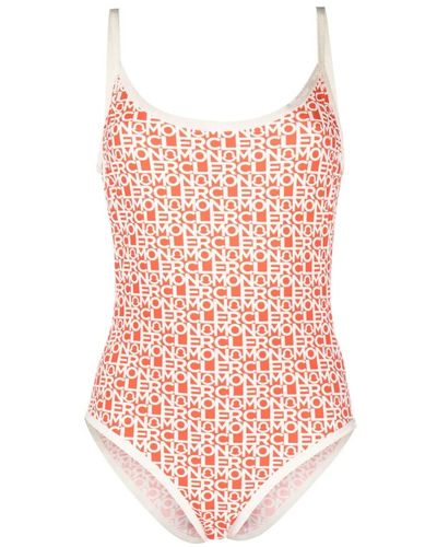 Moncler All-over Logo-print Swimsuit - Pink