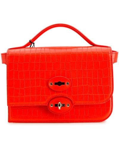 Zanellato Ella Crocodile-Embossed Leather Bag - Red