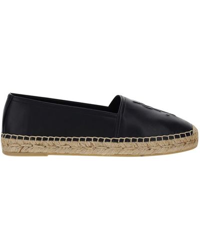 Saint Laurent Leather Espadrilles - Black