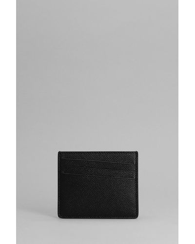 Maison Margiela Wallet In Black Leather - Gray