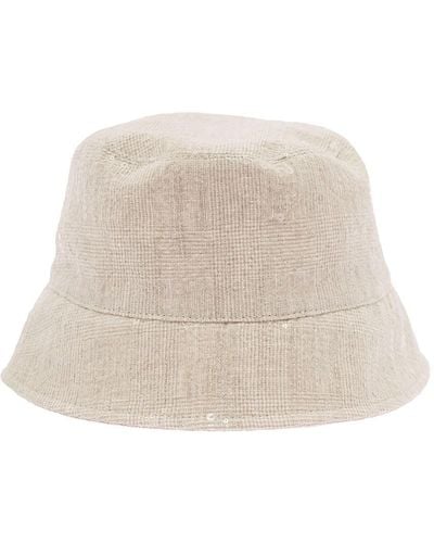 Brunello Cucinelli Bucket Hat With All-over Paillettes Embellishment In Linen - Natural