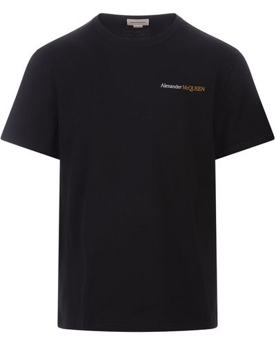 Alexander McQueen T-Shirt With Two-Tone Logo - Black