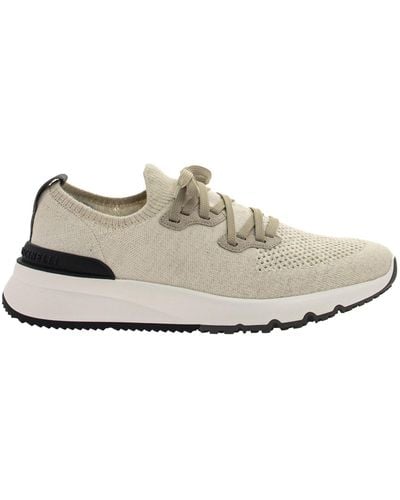 Brunello Cucinelli Cotton Chiné Knit Runners Trainers - Multicolour