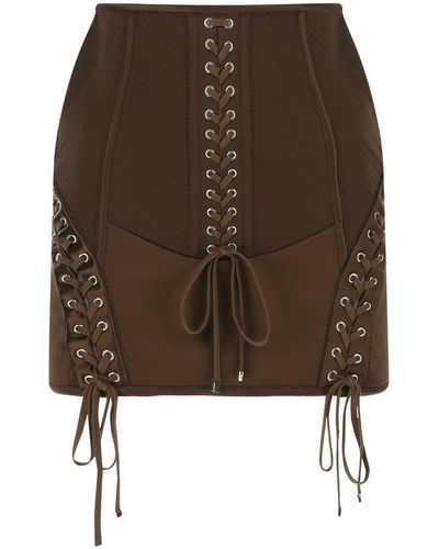 Dolce & Gabbana Satin Mini Skirt - Brown