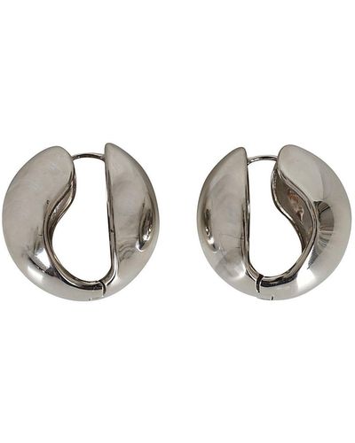 Coperni Chunky Curve-edge Huggie-Hoop Earrings - Metallic