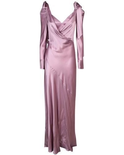 Alberta Ferretti Antique Satin Long Dress - Purple