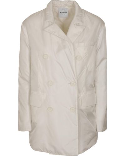 Aspesi Double-Breasted Plain Short Coat - White
