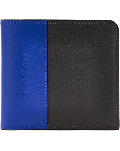Hogan Black Leather Wallet - Blue