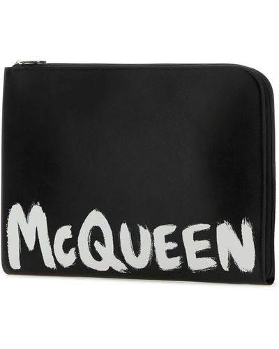 Alexander McQueen Leather Document Holder - Black