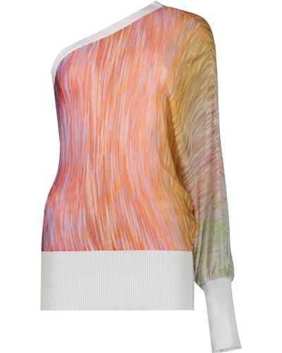 M Missoni Knitted One-Shoulder Top - Pink