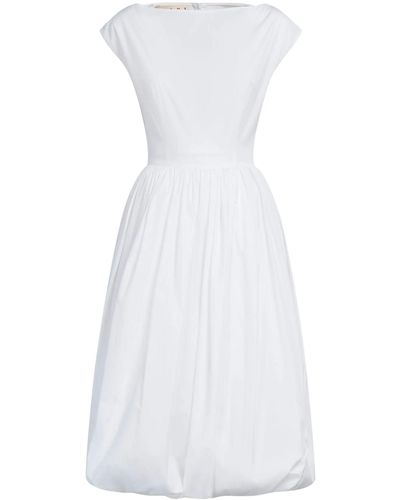 Marni Boat-neck Cotton Midi Dress - White