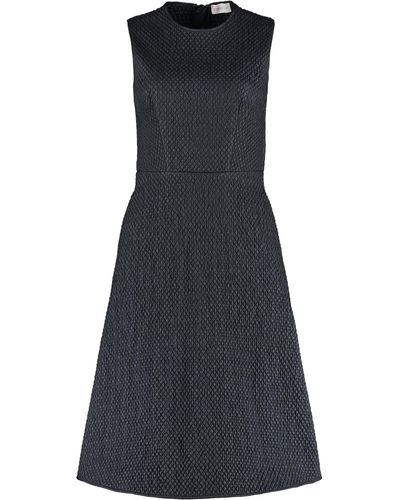 Moncler Midi Dress With Flared Hem - Blue