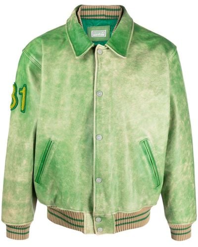 Guess Green Calf Leather Jacket