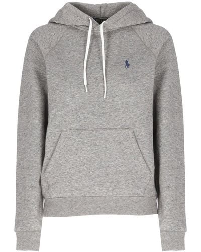 Polo Ralph Lauren Pony Embroidered Drawstring Hoodie - Gray