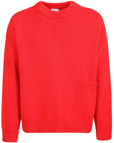 PT01 Ribbed Detail Sweater - Red