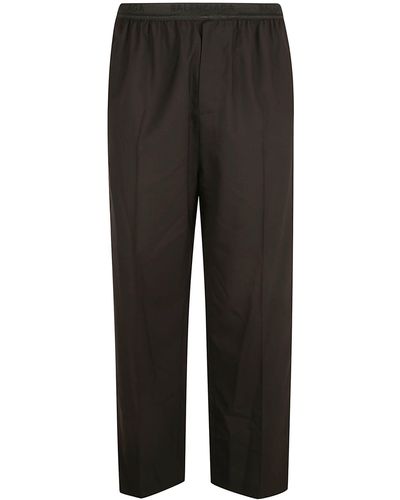 Balenciaga Elastic Waist Straight Leg Plain Trousers - Black
