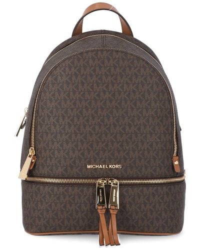 Michael Kors Rhea - Medium Backpack With Logo - Brown