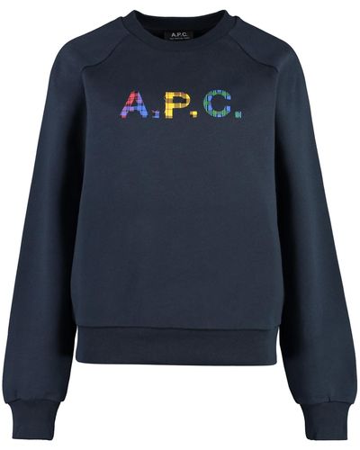 A.P.C. Vicky Logo Detail Cotton Sweatshirt - Blue