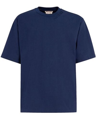 Marni Logo-Patch Cotton T-Shirt - Blue