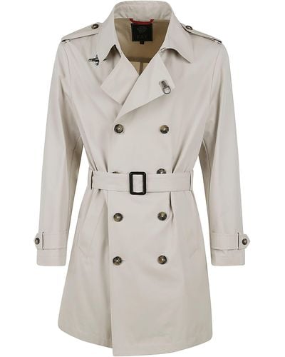 Fay Belted Double-Breasted Trench - White