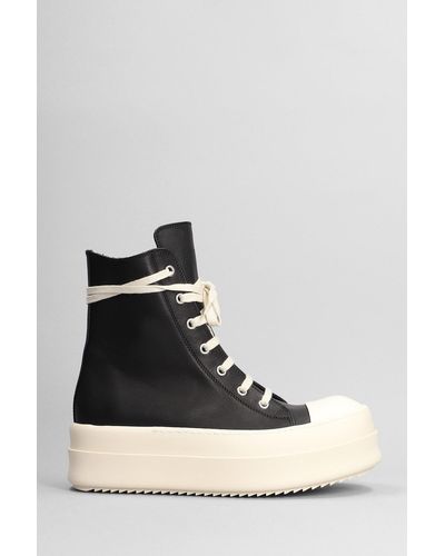 Rick Owens High-top Leather Sneakers - Black