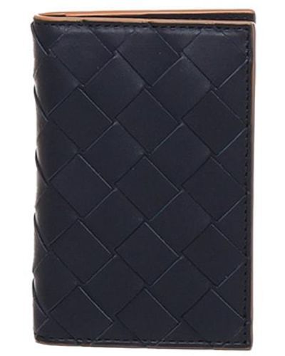 Bottega Veneta Card Holder With Woven Flap - Blue