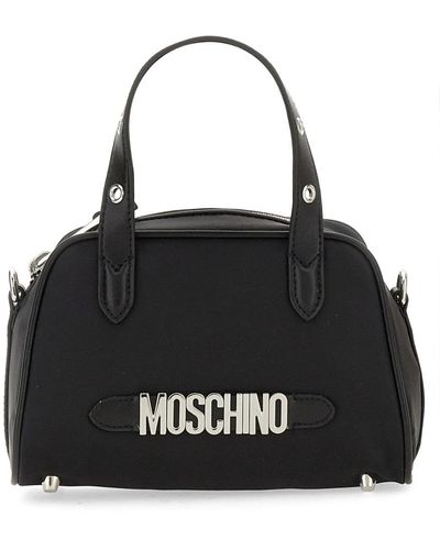 Moschino Logo Lettering Zipped Tote Bag - Black