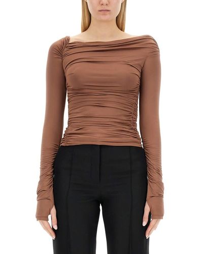 Helmut Lang Top With Ruffles - Black