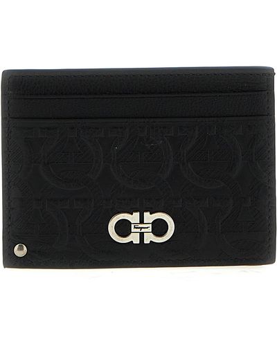 Ferragamo Logo Card Holder Wallets, Card Holders - Black