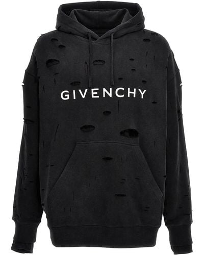 Givenchy Logo Hole Hoodie Sweatshirt - Black