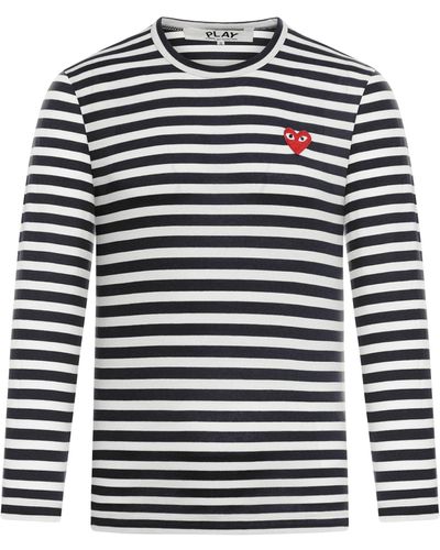 COMME DES GARÇONS PLAY Logo Striped Cotton T-Shirt - Black