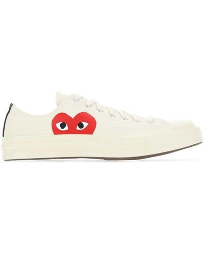COMME DES GARÇONS PLAY Ivory Canvas Sneakers - White