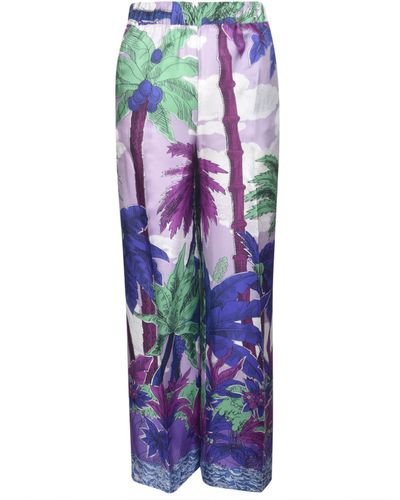 P.A.R.O.S.H. Tropical Print Trousers - Purple
