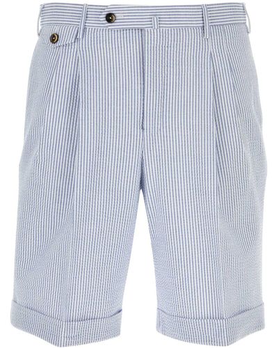 PT01 Embroidered Stretch Cotton Bermuda Shorts - Blue