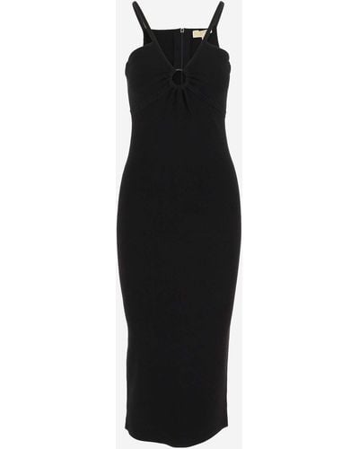 Michael Kors Viscose Blend Longuette Dress - Black