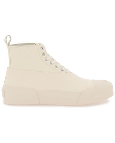 Jil Sander High-Top Leather Trainers - Natural