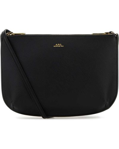 A.P.C. Leather Crossbody Bag - Black