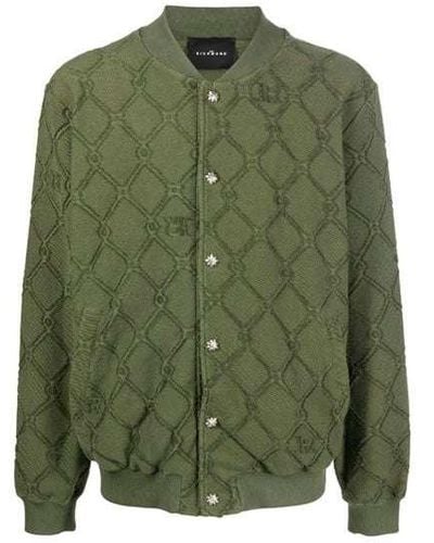 John Richmond Sweatshirt With Buttons And Ton Sur Ton Pattern - Green