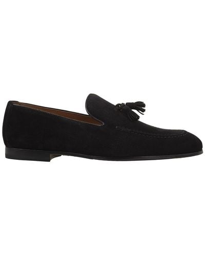 Doucal's Suede Loafers With Tassels - Black