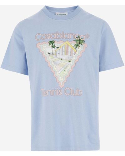 Casablanca Cotton T-Shirt With Logo - Blue