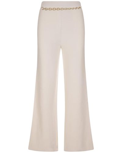 Rabanne Wide Leg Trousers With Belt - White
