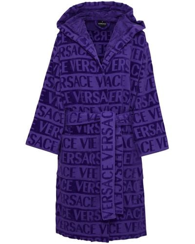 Versace Purple Cotton Bathrobe