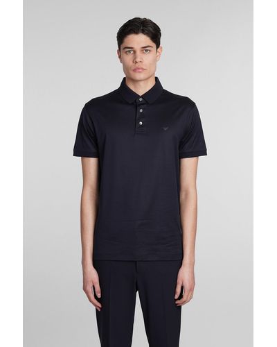 Emporio Armani Polo In Blue Wool And Polyester