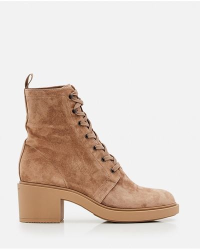 Gianvito Rossi Foster Lace-Up Suede Boots - Brown