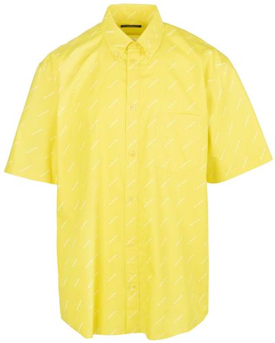 Balenciaga Yellow Shirt With White All-over Logo