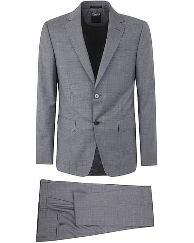ZEGNA Pure Wool Suit Clothing - Grey