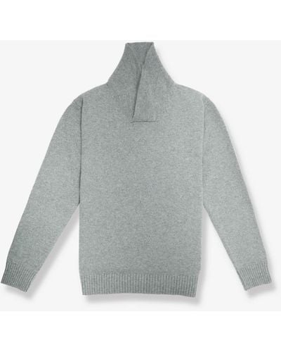 Larusmiani Shawl Collar Knit Pullover Sweater - Gray